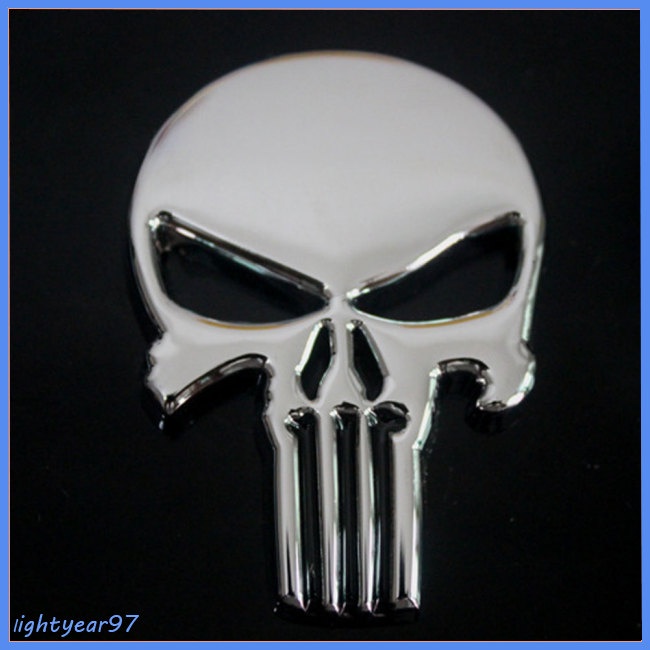 Huy Hiệu Kim Loại Hình Đầu Lâu 3D Trang Trí Xe Hơi Xe Máy