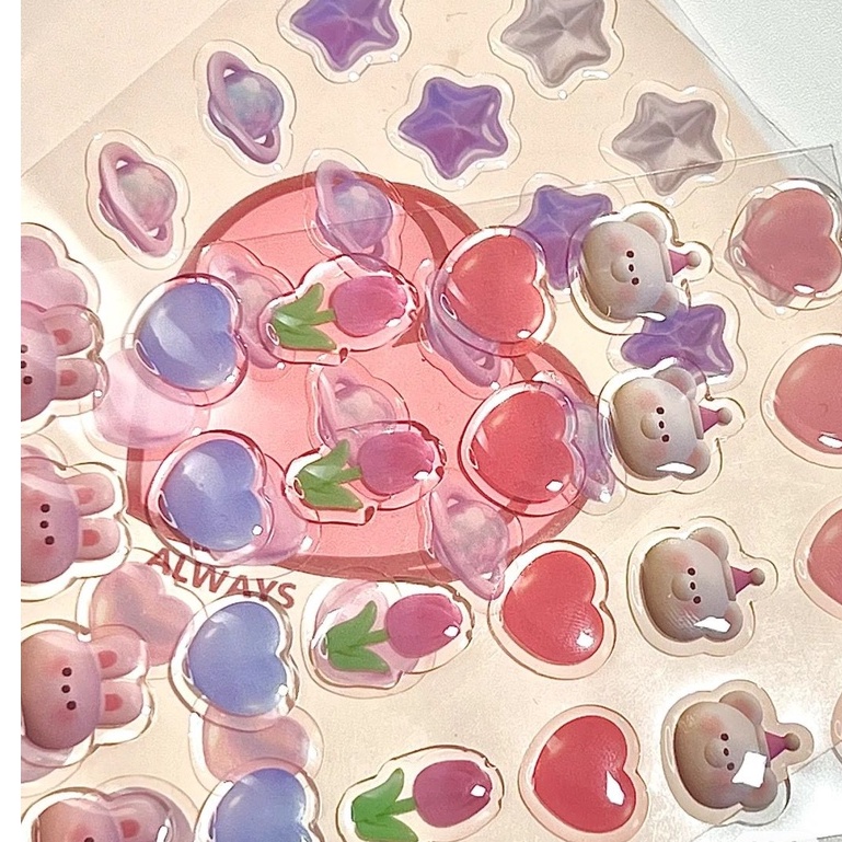 Miếng Dán Trang Trí Bình Nước/Điện Thoại Hình Động Vật Bằng Epoxy Dễ Thương Diy