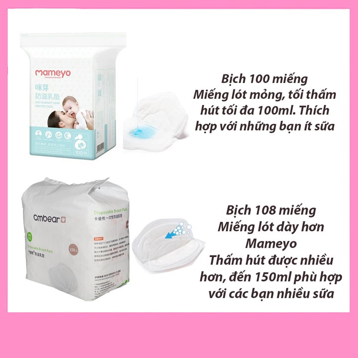 Combo 2 bịch miếng lót thấm sữa Cmbear siêu tiết kiệm ( tổng 216 miếng )