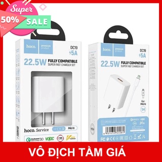 Bộ sạc nhanh hoco dc19 chân micro usb. sạc nhanh 5a/22.5w, quick charge 3.0, hỗ trợ sạc vooc tgpk8999