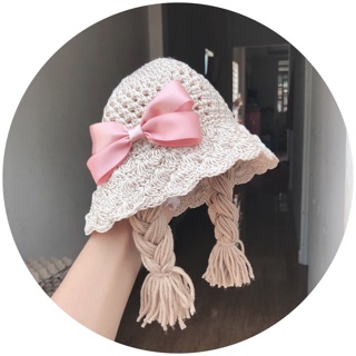 Mũ thắt bím tóc giả cho bé