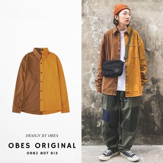 [OBES] Áo sơ mi dài tay color bock màu nâu