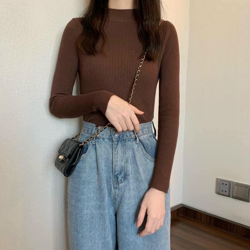 Áo len tăm nữ cổ 3 phân áo giữ nhiệt mềm mịn co giãn nhiều màu sắc áo len mỏng mã TP999 | BigBuy360 - bigbuy360.vn