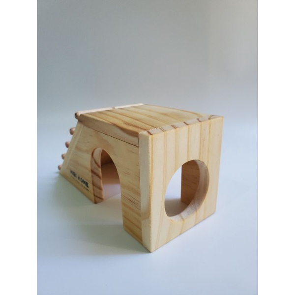 Chuồng hamster, nhà hamster HiBi Home hình bậc thang bằng gỗ thông cao cấp, 16 x 8 x 8cm