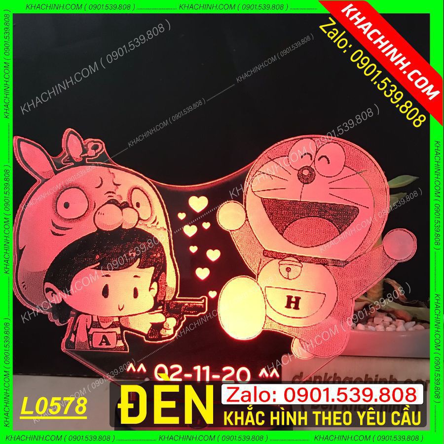 Đèn Mica mẫu Doremon (L0578-R) - Thiết kế theo yêu cầu - Quà tặng người yêu , …