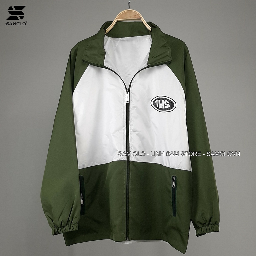 Áo khoác dù 2 lớp nam nữ SAM CLO - Áo khoác gió bomber khóa kéo form rộng unisex mặc cặp - couple in LOGO chữ TMS