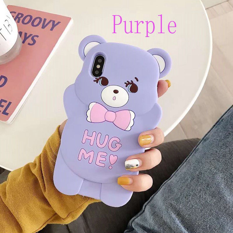 OPPO A3S A5S A7 A7X F9 Pro R11S R15 R17 Cartoon Bear Hug Me Bow Pattern Soft Phone Casesvỏ điện thoại trường hợp