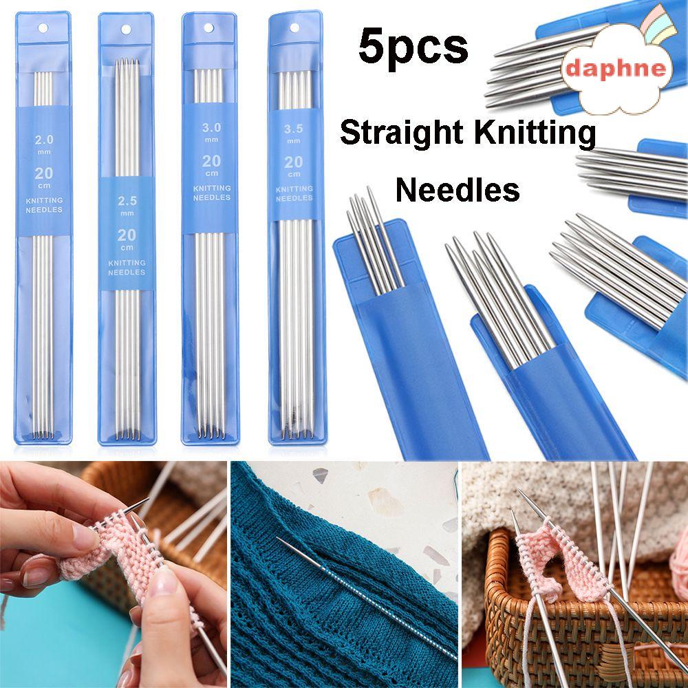 Set 5 kim đan móc áo sweater loại thẳng bằng thép không gỉ nhiều màu làm thủ công DIY