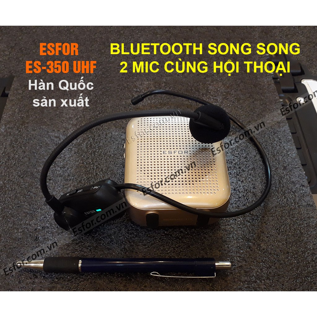 Máy trợ giảng Hàn Quốc ESFOR ES-350 Plus và ES-350 UHF, loa Bluetooth song song 2 Mic, Không dây