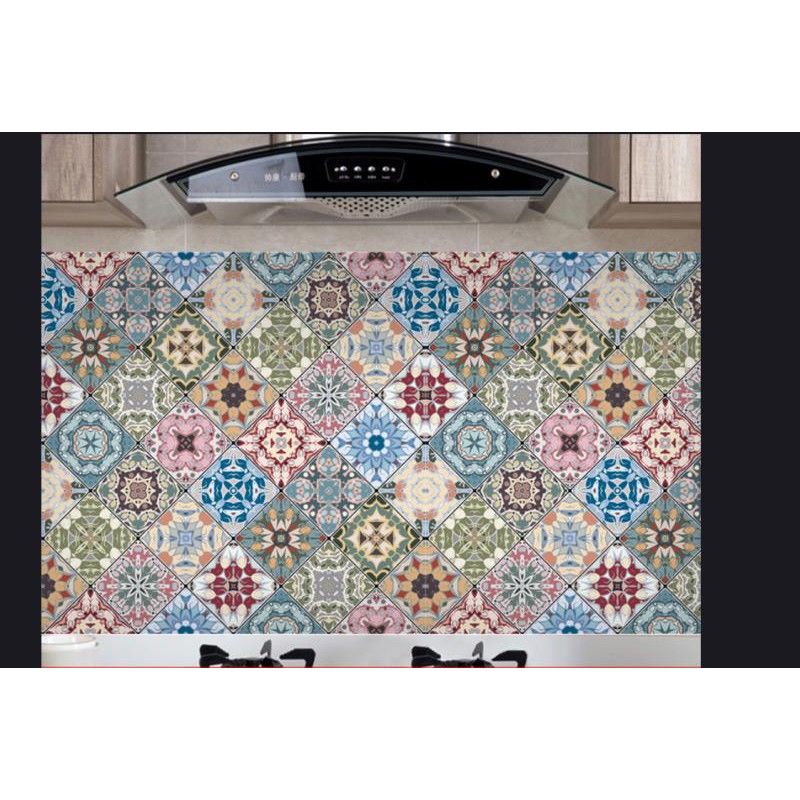 Decal giấy dán bếp tráng nhôm cách nhiệt Ô NHIỀU MÀU khổ 60cm keo sẵn (giá 1m dài)