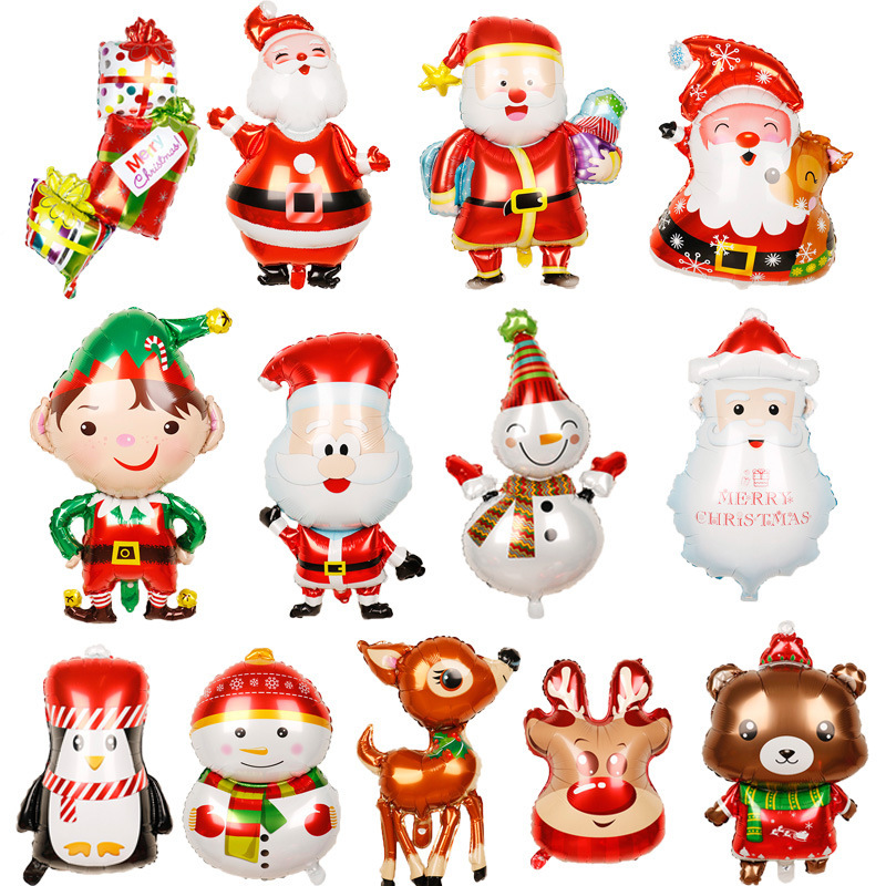 Bong bóng họa tiết ông già noel / người tuyết / tuần lộc trang trí giáng sinh