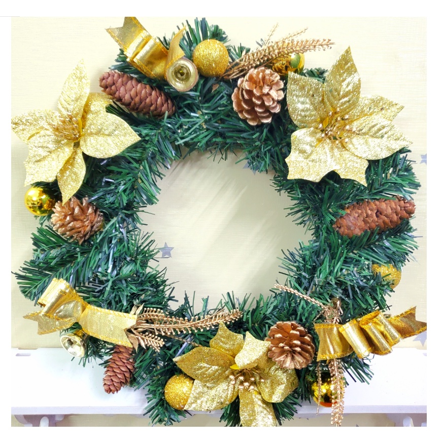 Vòng hoa Noel D18 Vòng Hoa Trang Trí Noel Vòng Nguyệt Quế Giáng Sinh Có Đèn