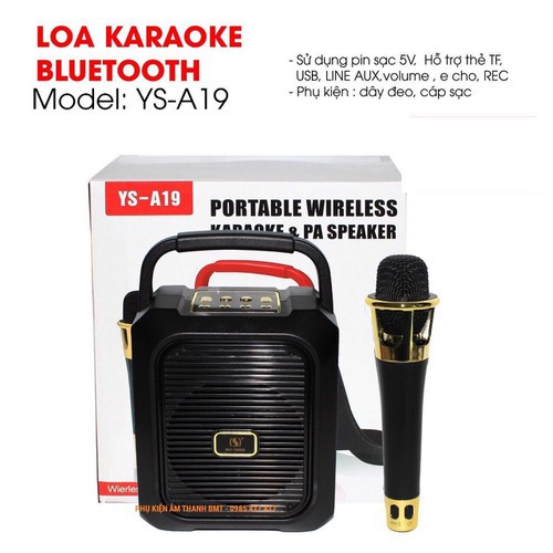Loa bluetooth karaoke YS A19 tặng kèm 1 micro không dây