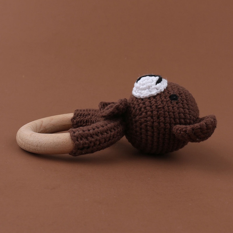 Đồ Chơi Lục Lạc Hình Động Vật Bằng Cotton Đan Móc Dễ Thương Cho Bé Sơ Sinh Mọc Răng