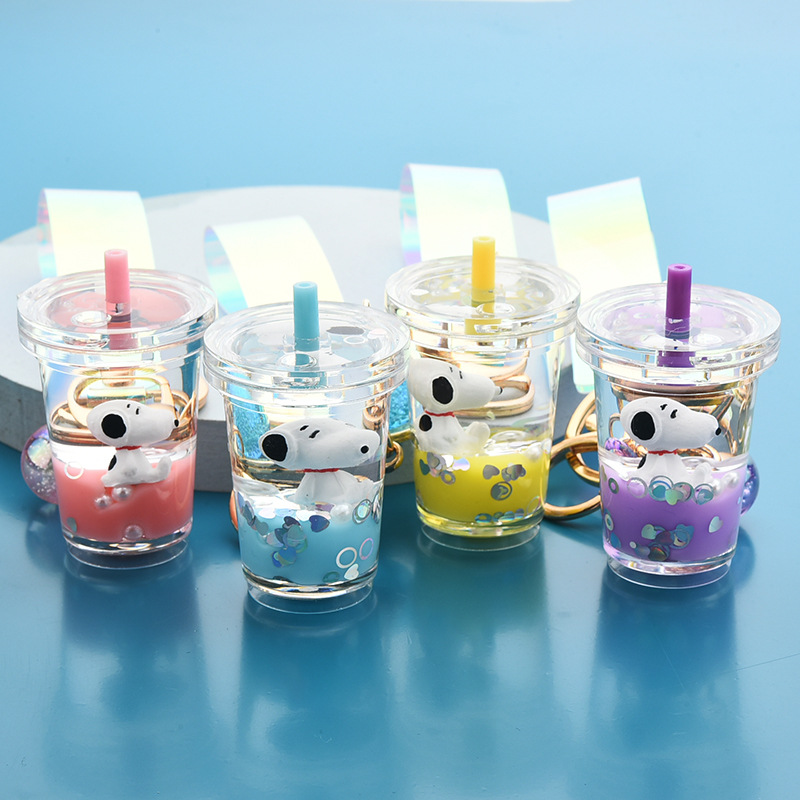 Móc khóa hình cốc trà sữa/chú chó Snoopy dễ thương