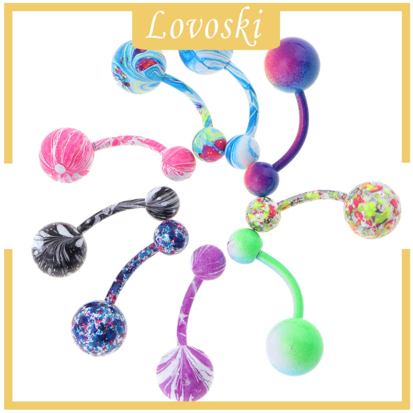 Set 9 Khuyên Rốn DạNg Thanh Tạ 14G NhiềU MàU SắC