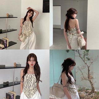 (Áo yếm dây trắng hai lớp dày dặn buộc nơ lưng Ulzzang (ảnh thật + video tự quay)