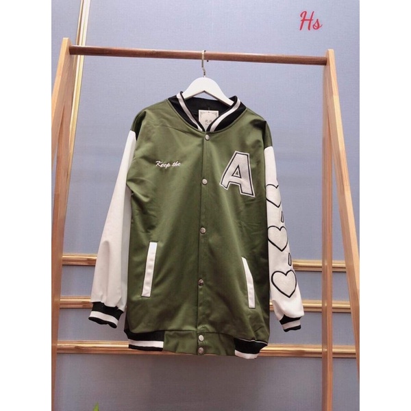 Áo bomber phối tay chữ a