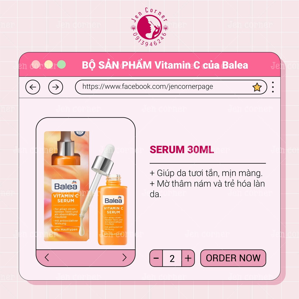 Serum dưỡng trắng da Balea Vitamin C (hàng xách tay Đức)