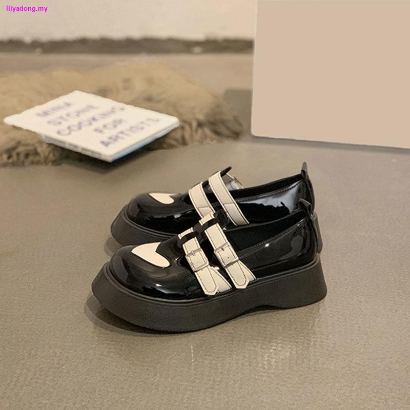 ♕☇❧Giày Da Đế Dày Chống Trượt Cài Khóa Thời Trang Mùa Xuân 2022 Cho Nữ
