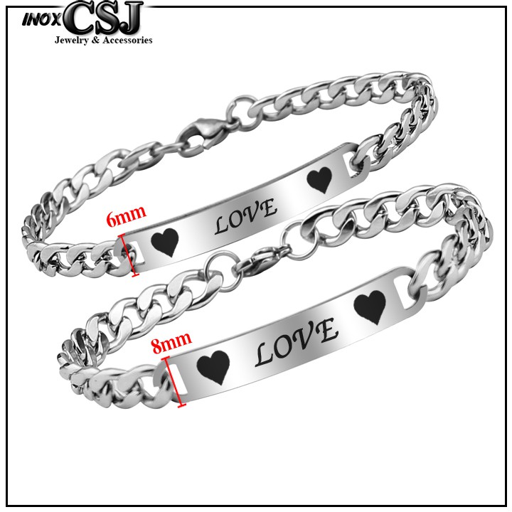 LẮC VÒNG TAY CẶP ĐÔI INOX CHỮ LOVE ĐẸP Ý NGHĨA CP018