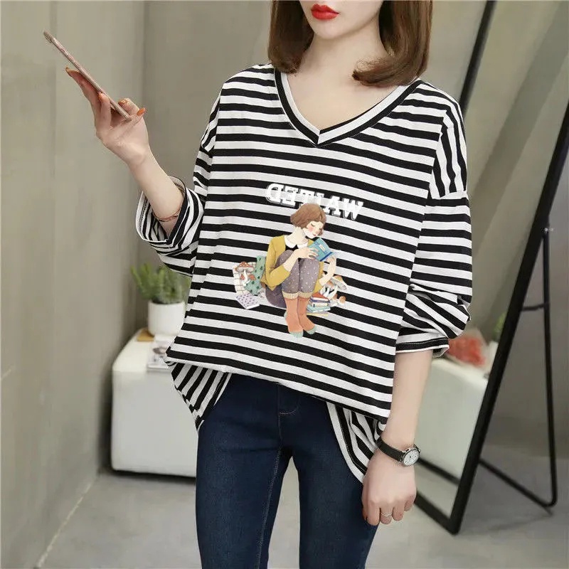Áo Thun Nữ Dài Tay Cổ Chữ V Rộng Oversized C9517 [40-150KG]