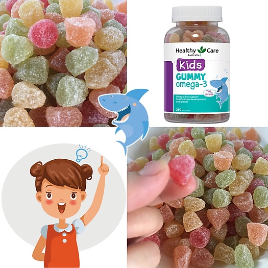 [Hàng chuẩn Úc] Kẹo dẻo bổ sung dầu cá cho bé trên 2 tuổi Healthy care kids gummy omega 3 250 viên của Úc