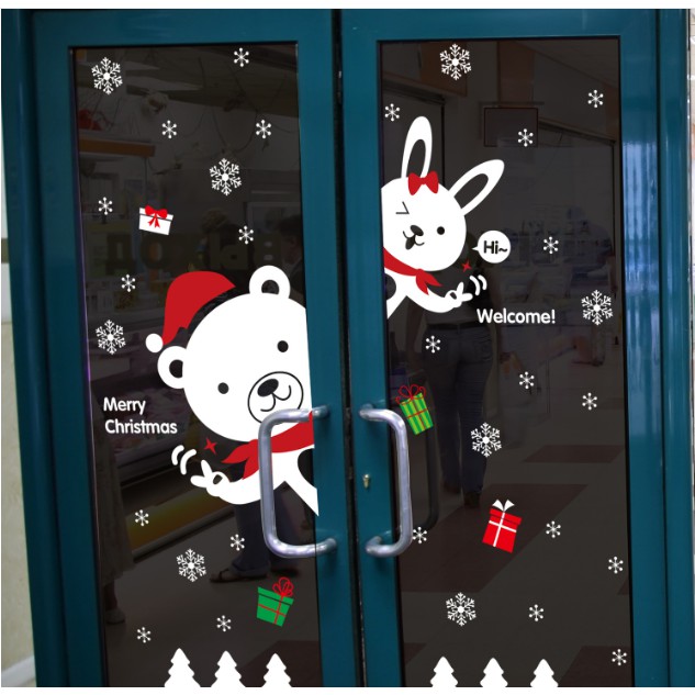 Decal dán tường Noel - Thú Cưng Trắng chào lễ