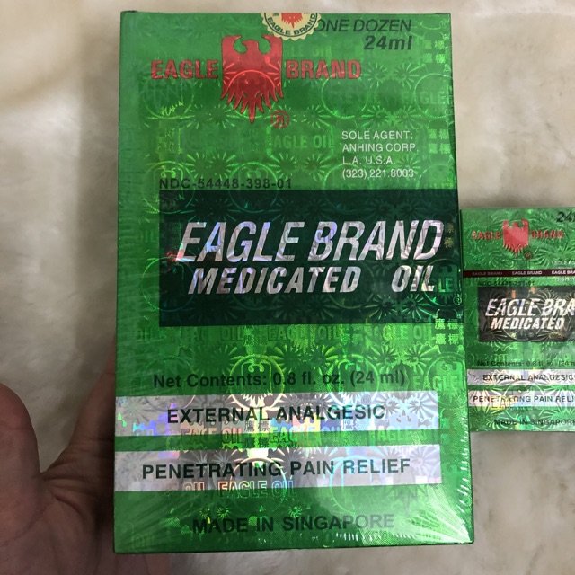 Dầu Gió Nước Xanh 2 Nắp SingaPore Eagle Brand 24ml