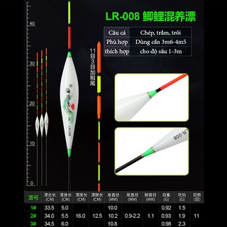 Phao câu đài - hộp 12 phao câu cá Nano màu trắng sứ tín hiệu tốt, độ nhạy cao HĐ