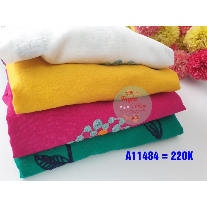 👕🆕️ Áo suông tay phồng thêu hoa cẩm tú cầu