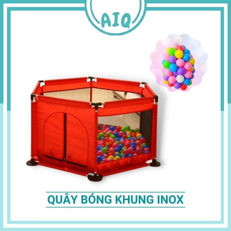 Nhà banh cho bé AIQ Store khung INOX chất lượng cao, Quây bóng cho bé phát triển khả năng vận động