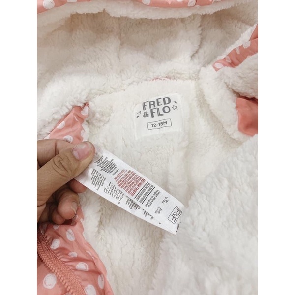 Áo khoác chấm bi hồng lót lông dư xịn bé gái