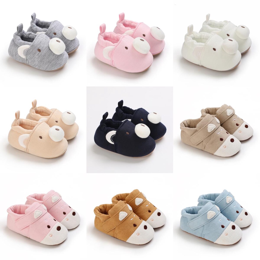 Giày Vải Cotton Đế Mềm Chống Trượt Thoải Mái In Hình Mặt Động Vật Dễ Thương Dành Cho Bé Tập Đi Số 1