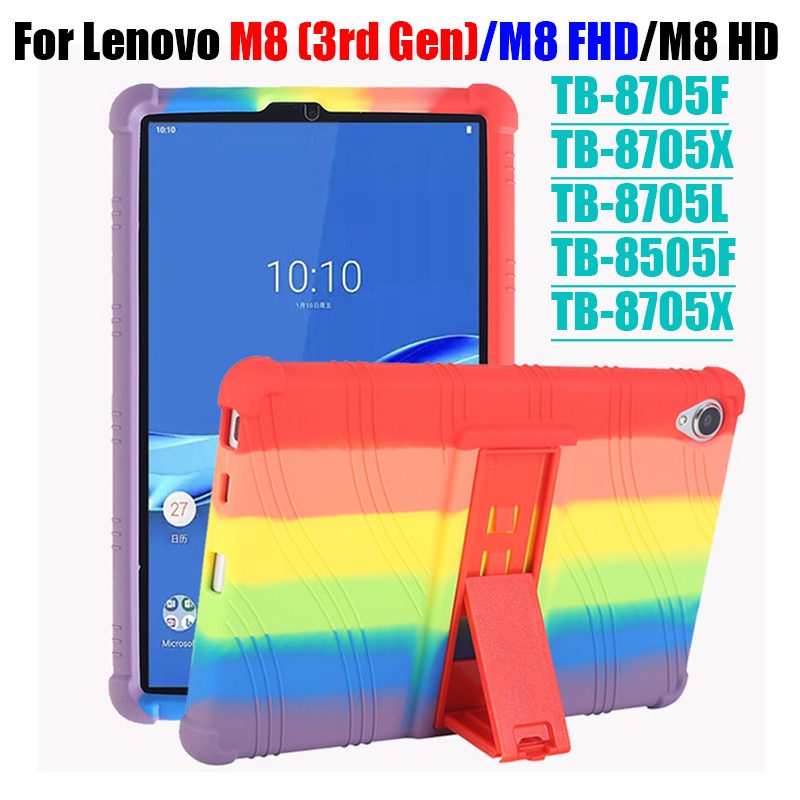 Ốp máy tính bảng silicon mềm có giá đỡ điều chỉnh cho Lenovo Tab M8 TabM8 HD FHD (2nd Gen) (3rd Gen) TB-8505 TB-8506 TB-8705F
