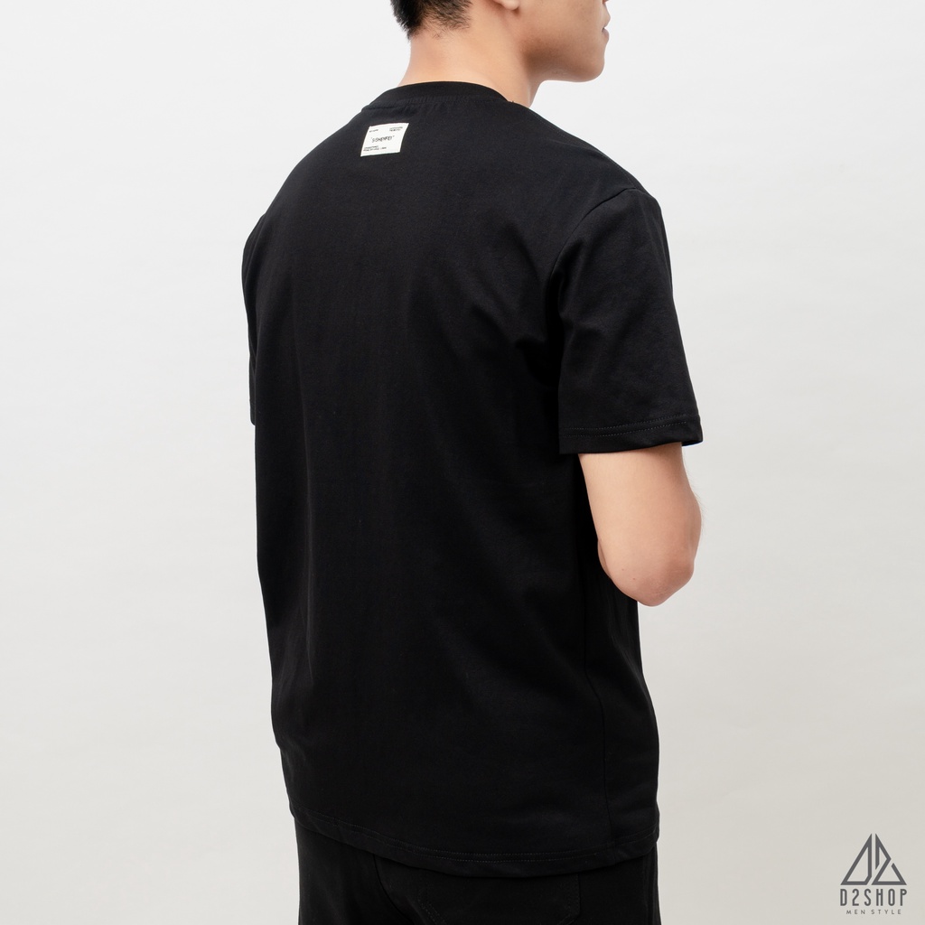 Áo thun D2shop, áo thun cổ tròn đắp vải ngực GRAPHIC, đắp vải , màu kem