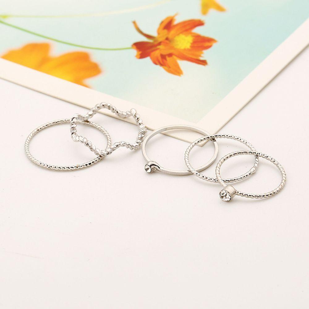 Bộ 5 Nhẫn Màu Sáng Phong Cách Sang Trọng Dễ Thương SOMEDAYZL|Bộ Nhẫn Đeo Đốt Ngón Tay Kiểu Dáng Đơn Giản|Nhẫn Mỏng Mạ Vàng