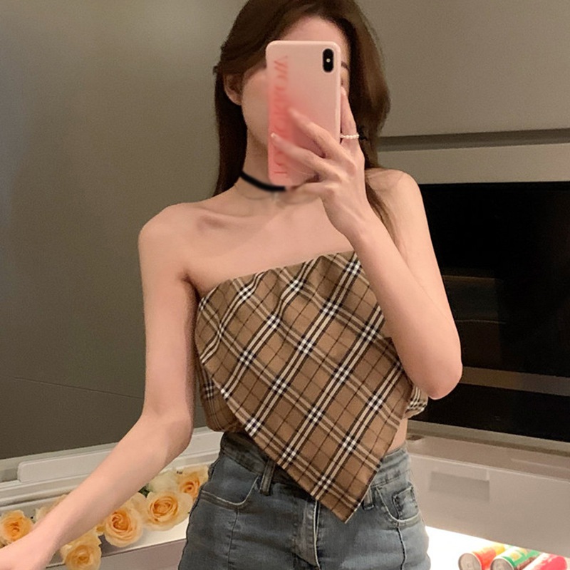 Áo cúp ngực họa tiết ca rô quyến rũ thời trang dành cho nữ | BigBuy360 - bigbuy360.vn