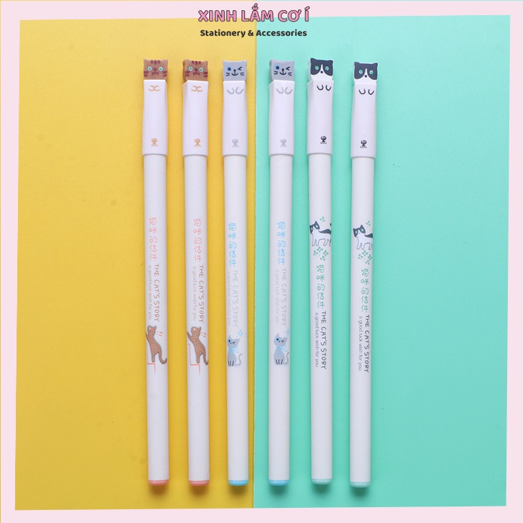 Bút gel mực đen hình mèo dễ thương ngòi 0,38mm