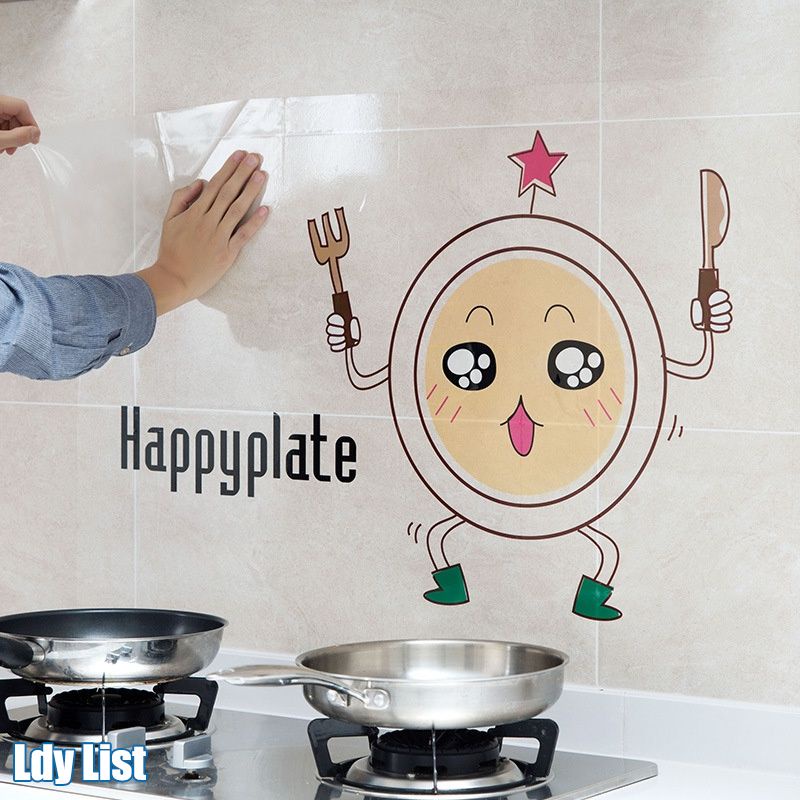 Miếng Dán Tường Nhà Bếp Trong Suốt Chịu Nhiệt Cao Chống Dầu Mỡ Chống Thấm Nước Họa Tiết Hoạt Hình Dễ Thương 60x90cm
