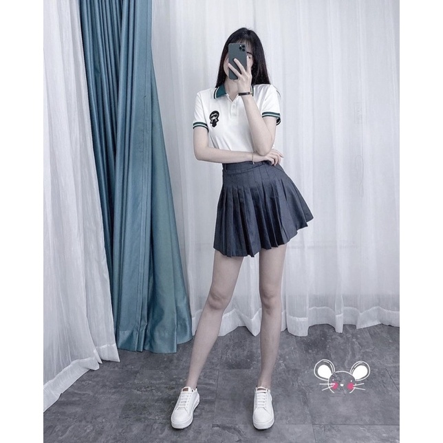 ÁO POLO CỔ VIỀN XANH CHO NỮ