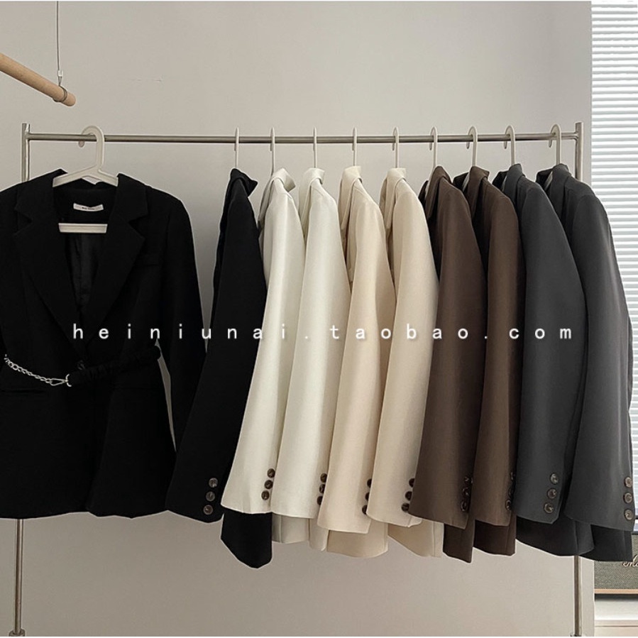 Áo Blazer Nữ Áo Vest Nữ 2 lớp Tay Dài Màu Trơn Phong Cách Hàn Quốc Trẻ Trung Năng Động Có Đệm Vai