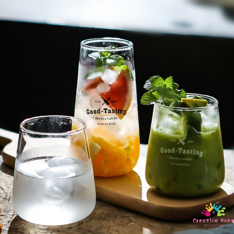 Ly Thủy Tinh Uống Sữa Thiết Kế Đơn Giản Tiện Dụng