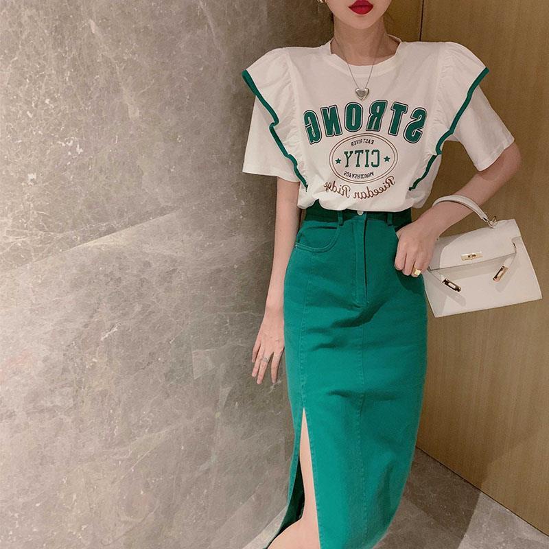 Set Áo Thun Ngắn Tay Và Chân Váy Màu Xanh Lá Kiểu Dáng Thời Trang Dành Cho Nữ