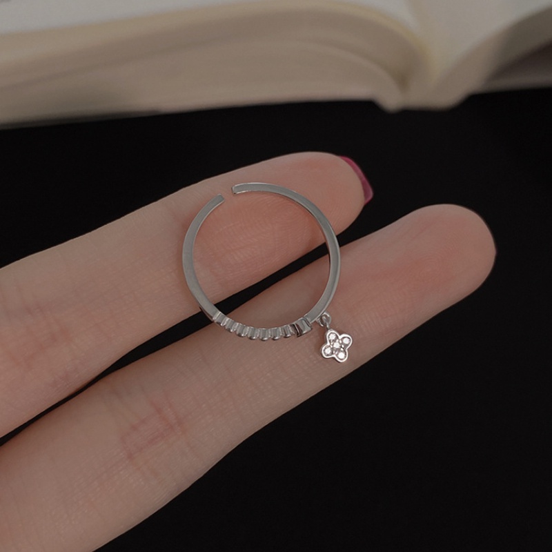 Nhẫn Đeo Ngón Trỏ Bốn Lá Nhẹ Nhàng Đơn Giản Tinh Tế Phiên Bản Hàn Quốc Mori Cao Cấp Cho Nữ