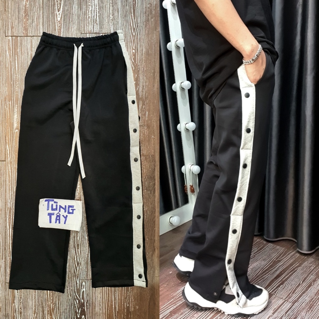 Quần Button Pant 1 line Unisex cực ngầu ( Vạch Line xám + cúc )