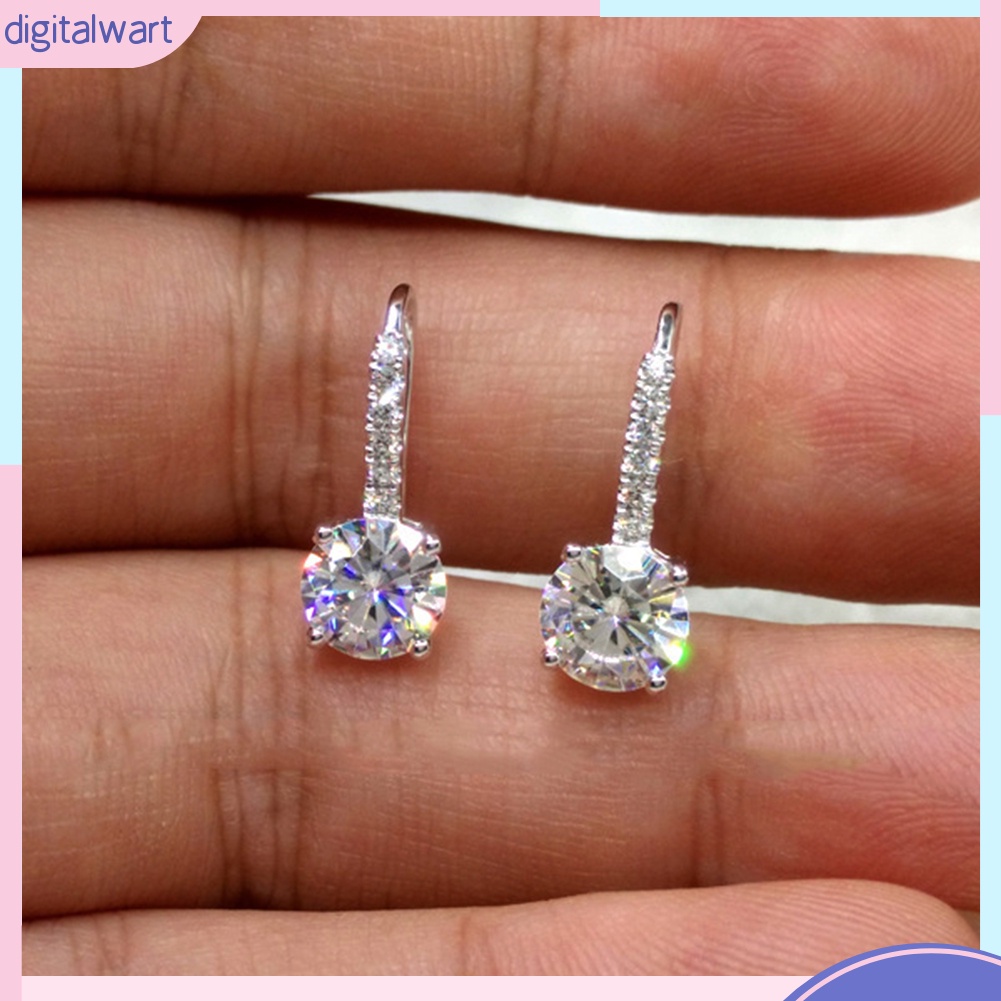 Bông Tai Tròn Dạng Móc Đính Đá Zircon Thời Trang Cho Nữ