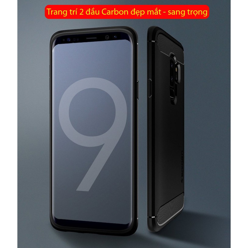 Ốp lưng Galaxy S9 Plus Spigen Rugged Armor nhựa dẻo từ USA - tặng dán lưng Carbon