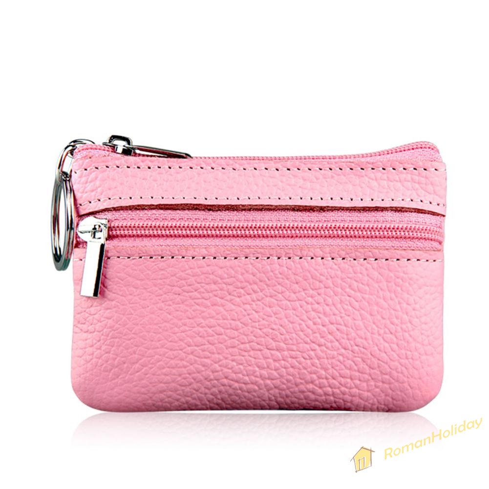 【On Sale】Short Clutch Cowhide Leather Zipper Card Bags Mini Coin Purse Money Wallet