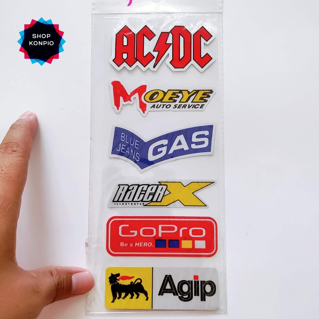 Bộ Tem Sticker Phản Quang ACDC Agip Cao Cấp Dán Xe Máy, Ô Tô, Mũ Bảo Hiểm, Chống Thấm Nước, Chống Bay Màu